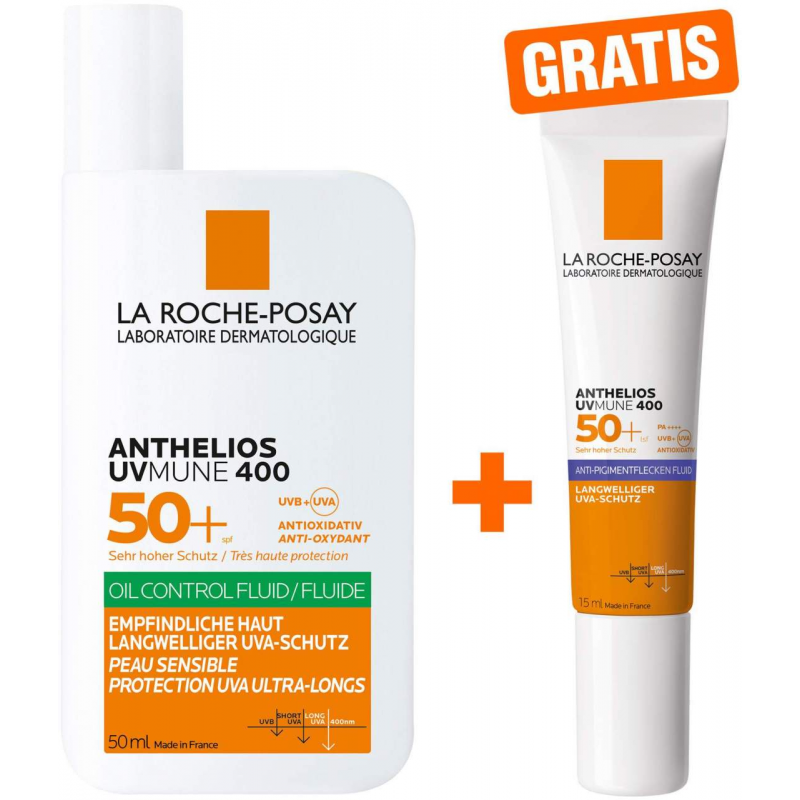 La Roche Posay Anthelios UV Mune Oil Control LSF50 50 ml Fluid + gratis Anthelios Anti-Pigment Fluid 15 ml