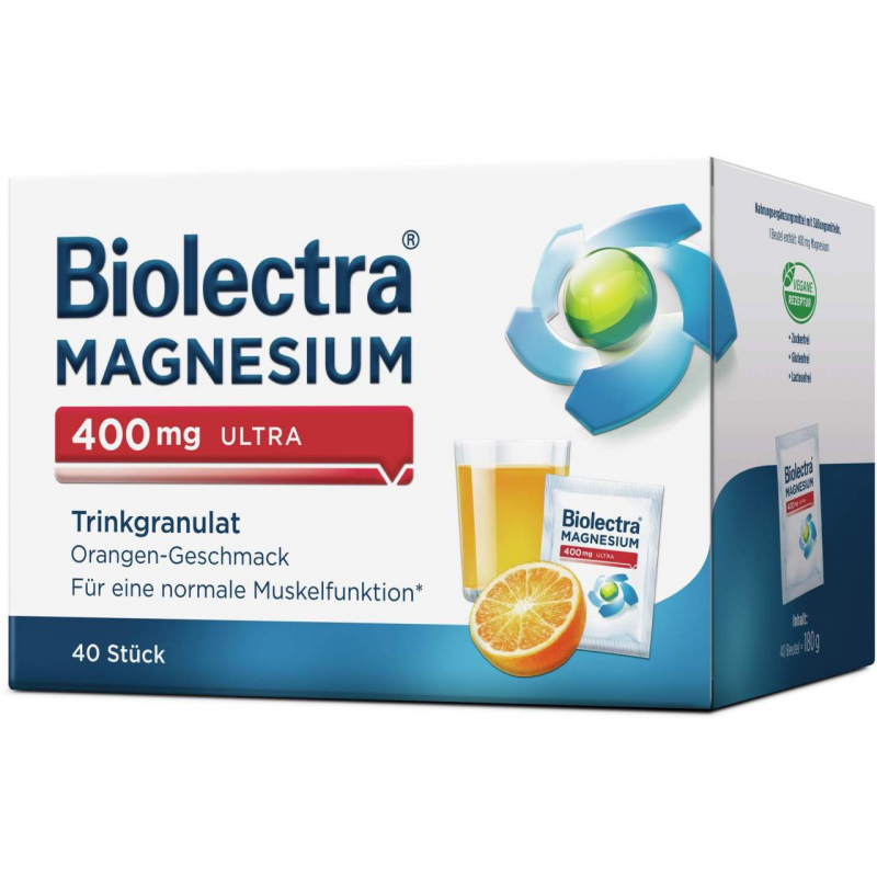 Biolectra Magnesium 400 mg ultra Trinkgranulat Orangengeschmack 40 Stück