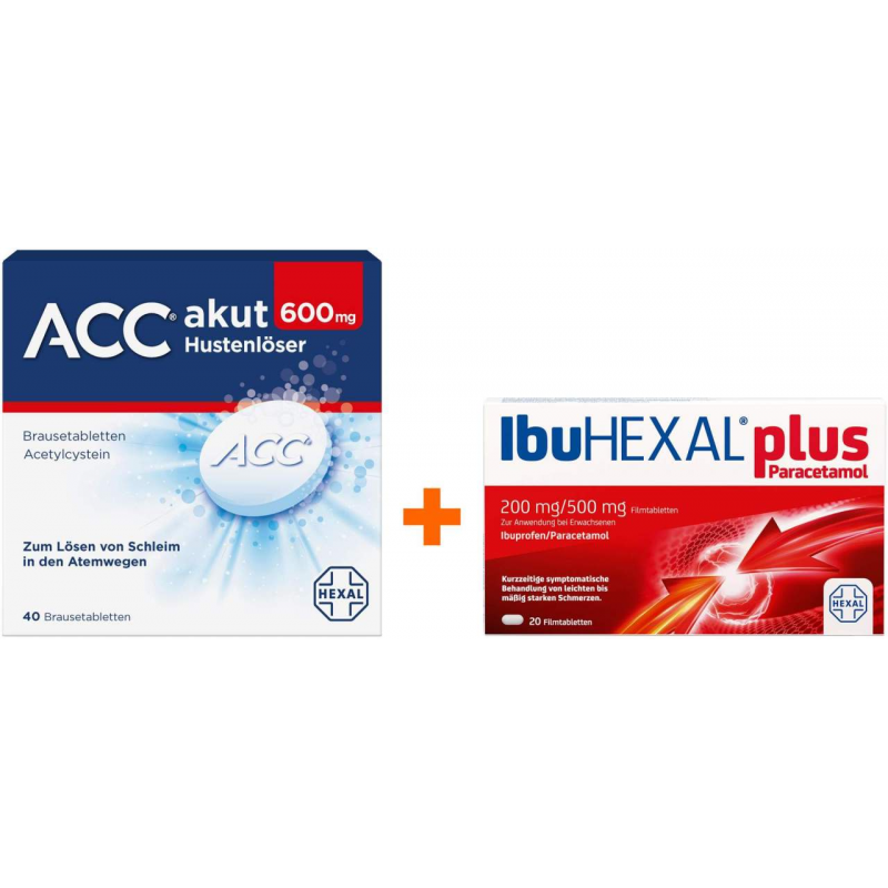 ACC akut 600 40 Brausetabletten + IbuHexal plus Paracetamol 20 Tabletten