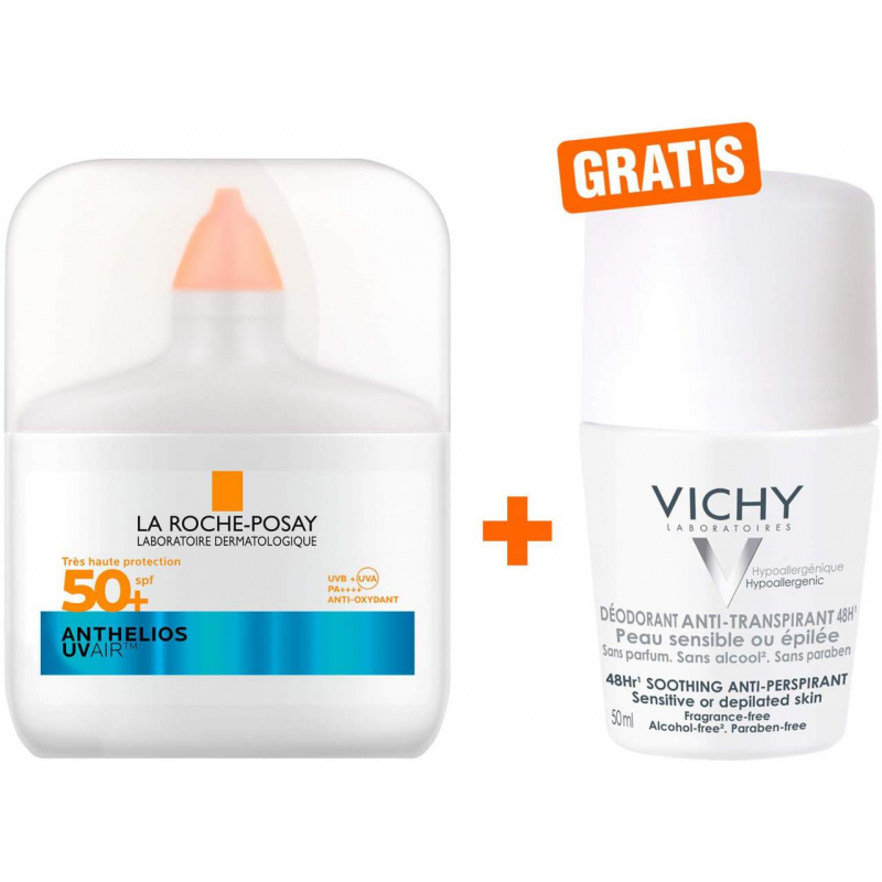 La Roche Posay Anthelios UV Air Serum LSF 50+ 50 ml + gratis Vichy Deo Roll-on Anti Flecken 48h 50 ml