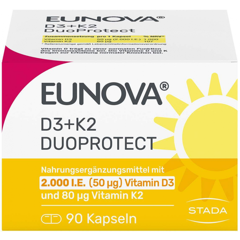 Eunova DuoProtect D3 + K2 2000 I.E. 90 Kapseln