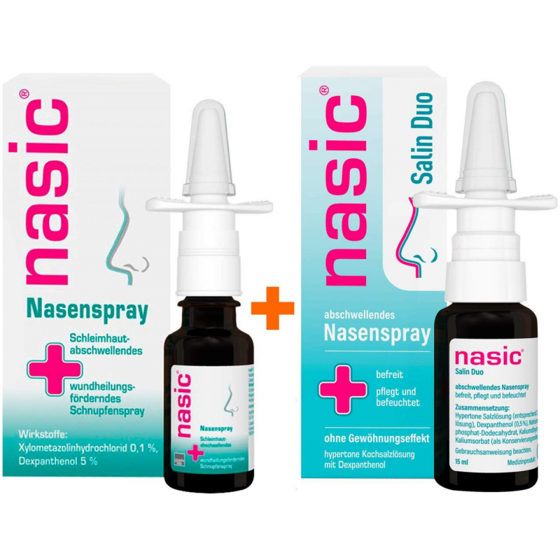 Nasic Nasenspray 15ml + Nasic Salin Duo Nasenspray 15 ml