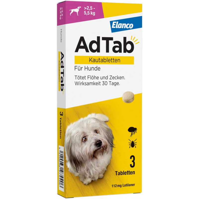 AdTab 112 mg für kleine Hunde (2,5-5,5 kg) 3 Kautabletten