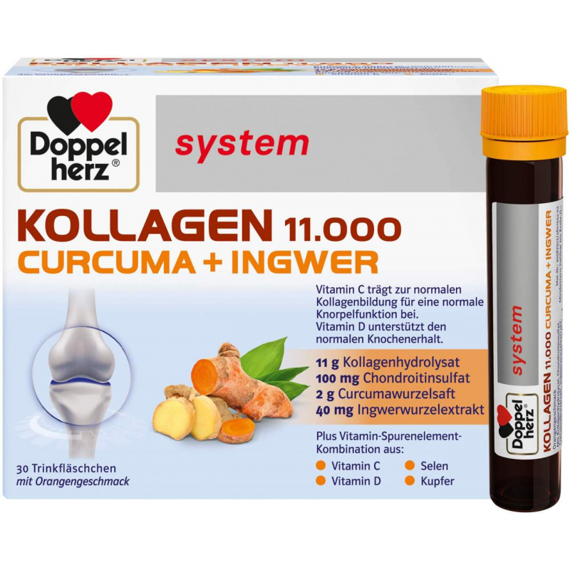 Doppelherz system Kollagen 11.000 Curcuma + Ingwer 30 x 25 ml Trinkampullen