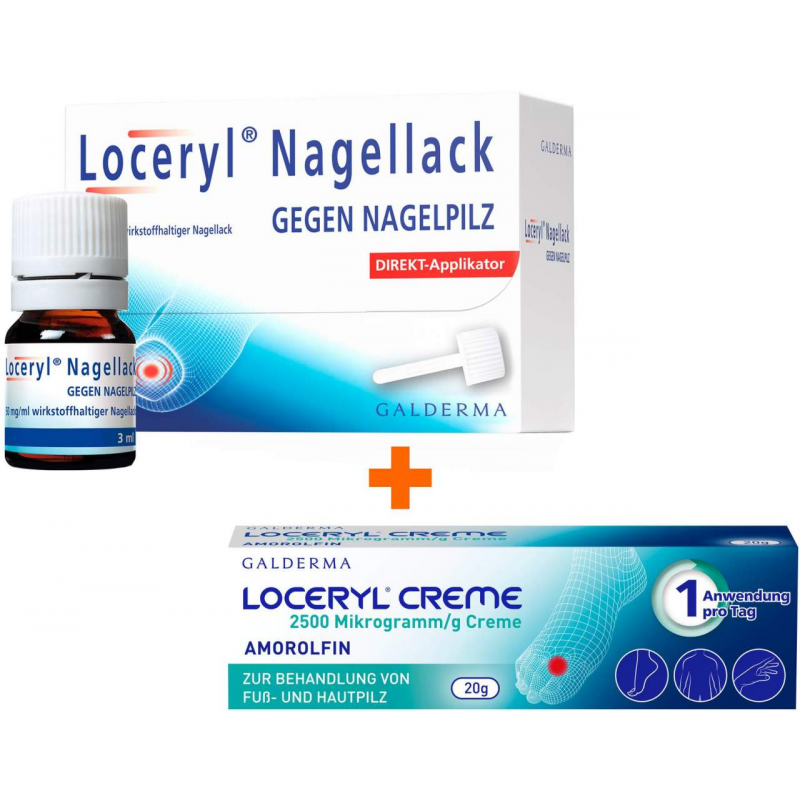 Loceryl Nagellack gegen Nagelpilz Direkt Applikator 3 ml + Loceryl Creme 20 g