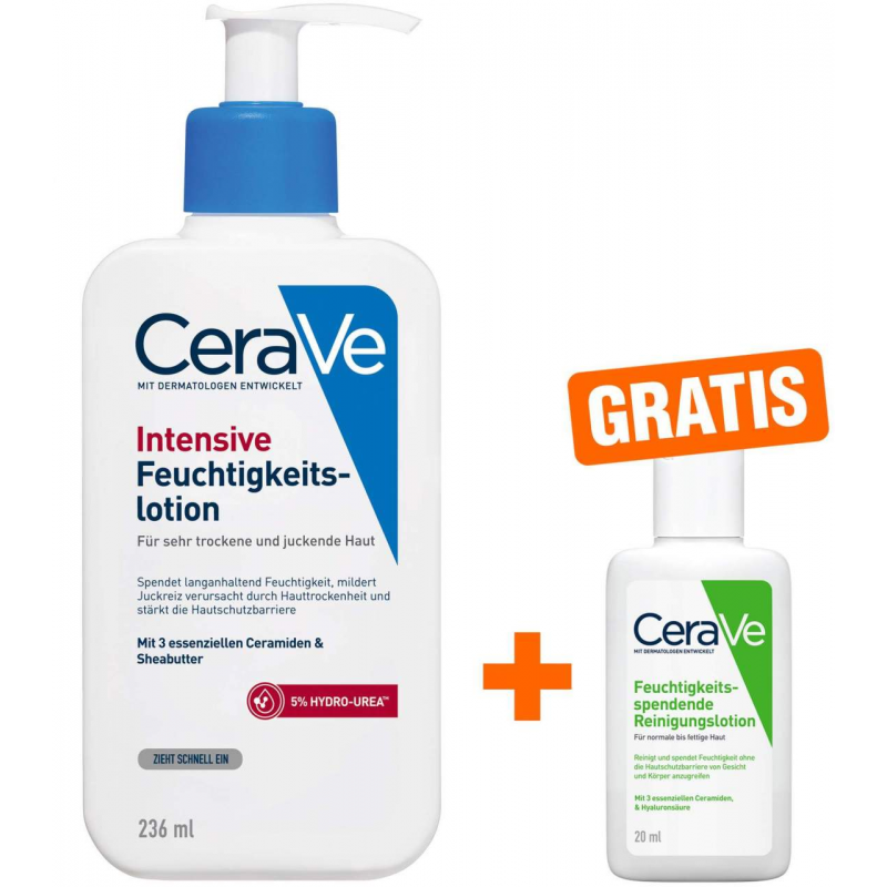 Cerave Intensive Feuchtigkeitslotion 236 ml + gratis Feuchtigkeitsspendende Reinigungslotion 20 ml