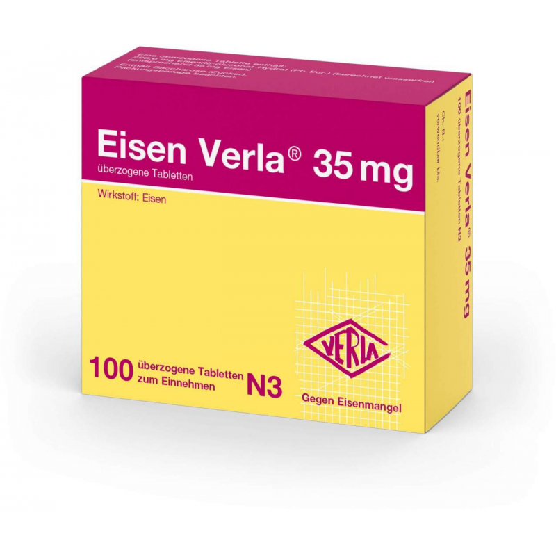 Eisen Verla 35 mg 100 überzogene Tabletten