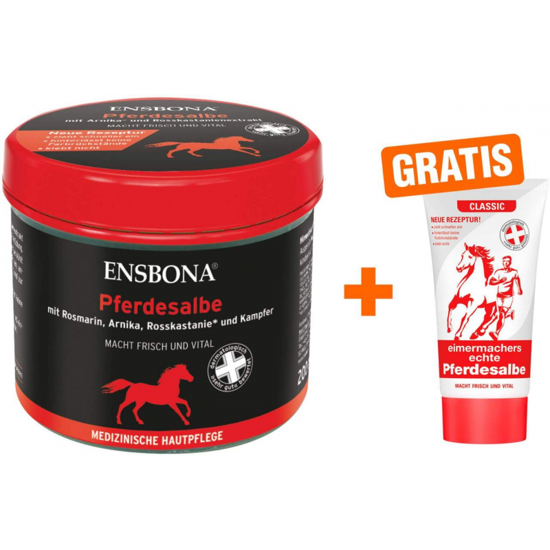 Ensbona Pferdesalbe classic 200 ml Salbe + Gratis Eimermachers echte Pferdesalbe 30 ml