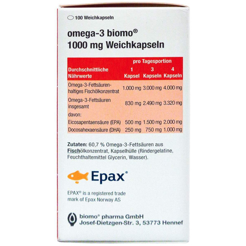 Omega-3 Biomo 1000 mg 100 Weichkapseln