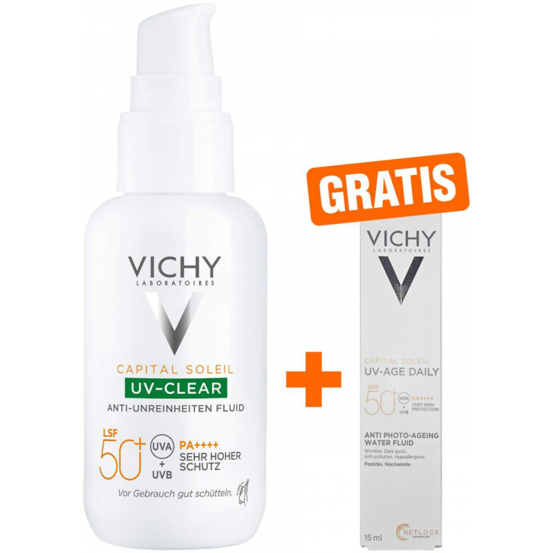 Vichy Capital Soleil UV-Clear LSF 50+ 40 ml + gratis Vichy Capital Soleil UV-Age Daily LSF50+ 15 ml