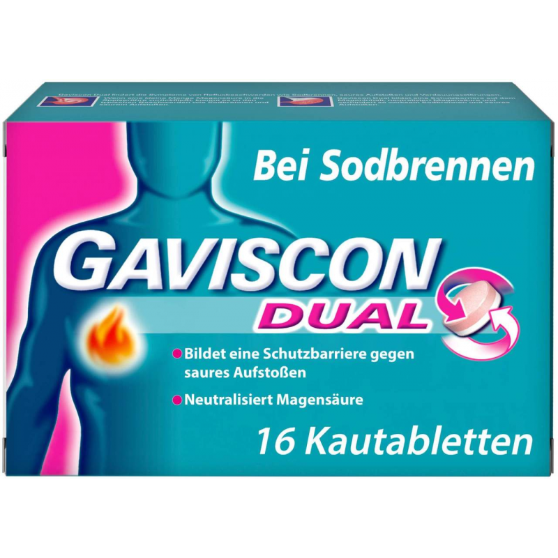 Gaviscon Dual 250 mg - 106,5 mg - 187,5 mg 16 Kautabletten