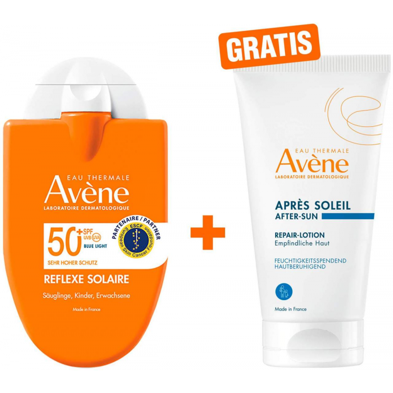 Avene Reflexe Solaire Familie SPF 50+ 30 ml Fluid + gratis Repair Lotion 50 ml
