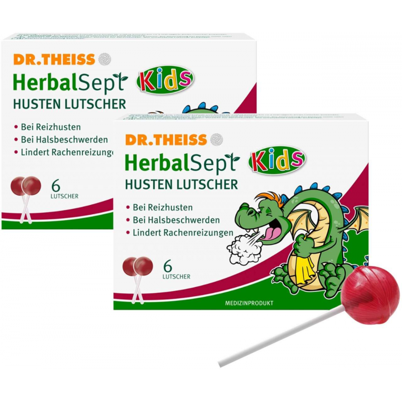 Dr.Theiss HerbalSept Husten Lutscher Himbeer 2 x 6 Stück
