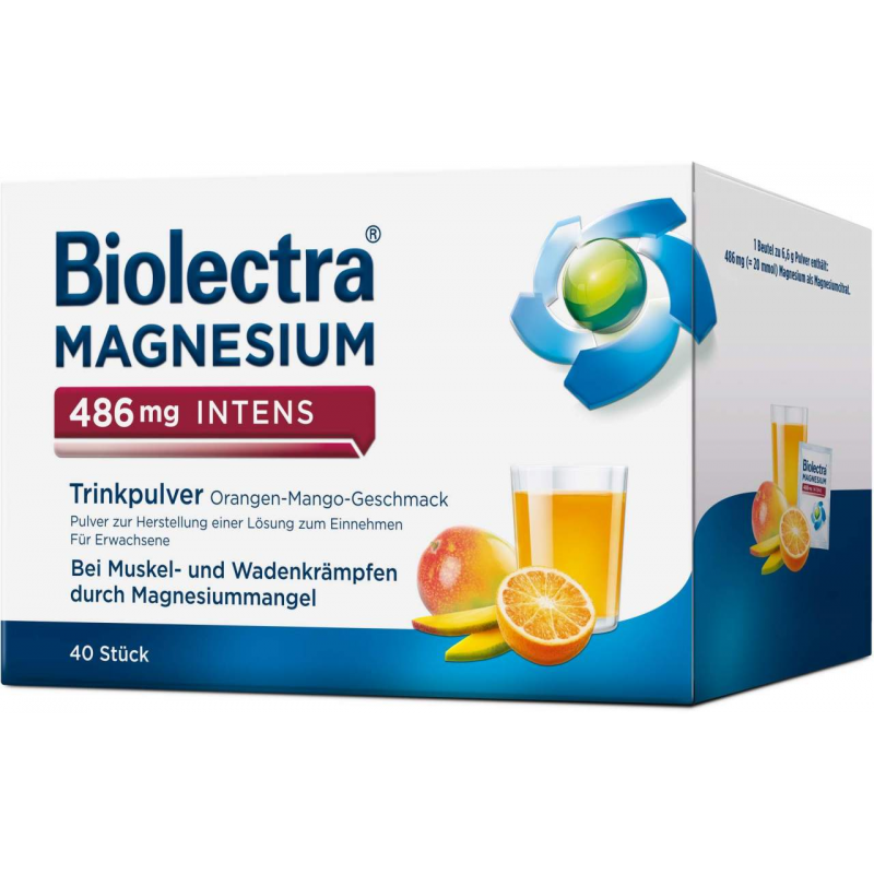 Biolectra Magnesium 486 mg intens Trinkpulver Orange-Mango 40 Stück