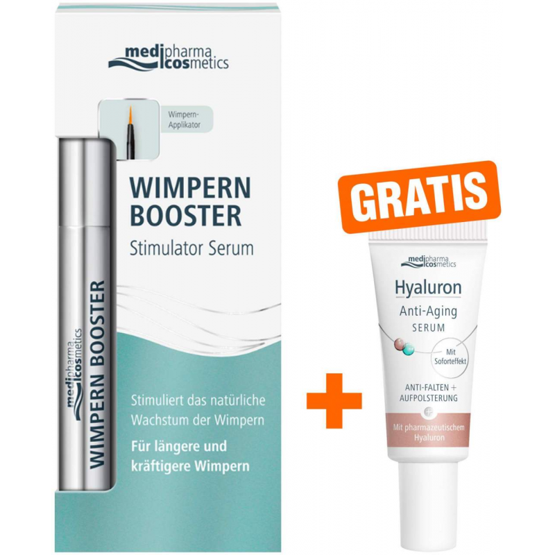 medipharma cosmetics Wimpern Booster Stimulator Serum 2,7 ml Konzentrat + gratis Hyaluron Anti - Aging Serum 5 ml