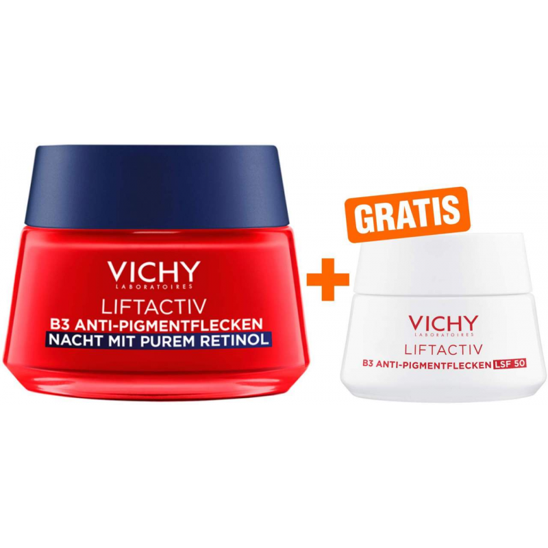Vichy Liftactiv B3 Retinol Nachtcreme 50 ml + gratis Vichy Liftactiv B3 Anti-Pigmentflecken LSF 50 15 ml