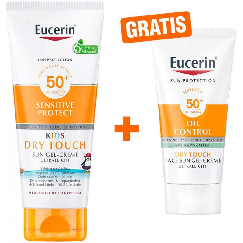 Eucerin Sun Sensitive Protect Kids Gel-Creme LSF 50+ 200 ml + gratis Sun Gel-Creme Oil Control 20 ml