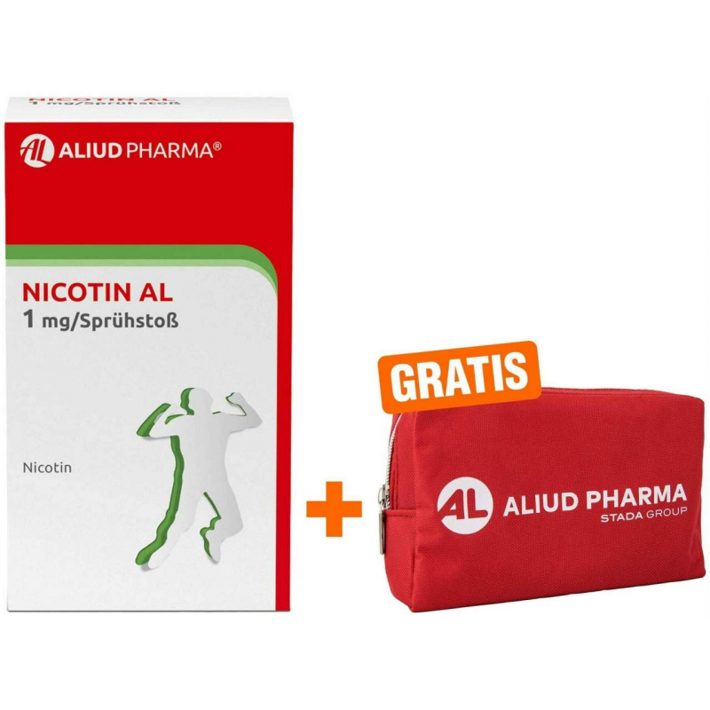 Nicotin AL 1 mg pro Sprühstoß Spray 2 Stück + gratis Medikamententasche 1 Stück