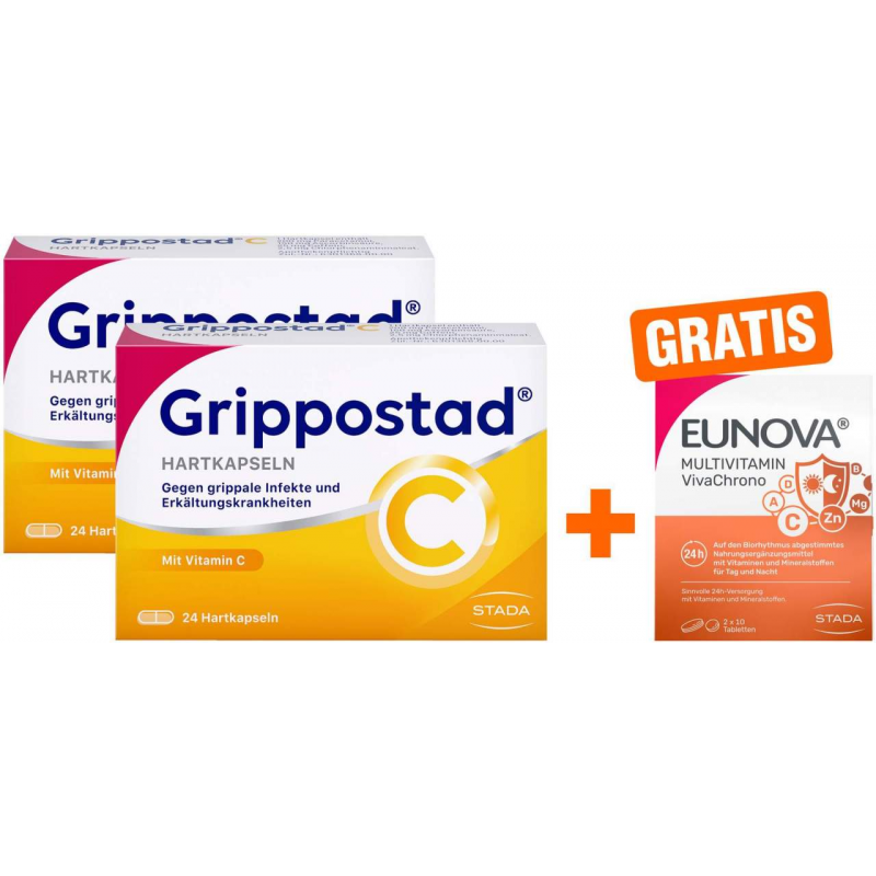 Grippostad C 2 x 24 Kapseln + gratis Eunova VivaChrono 2 x 10 Tabletten