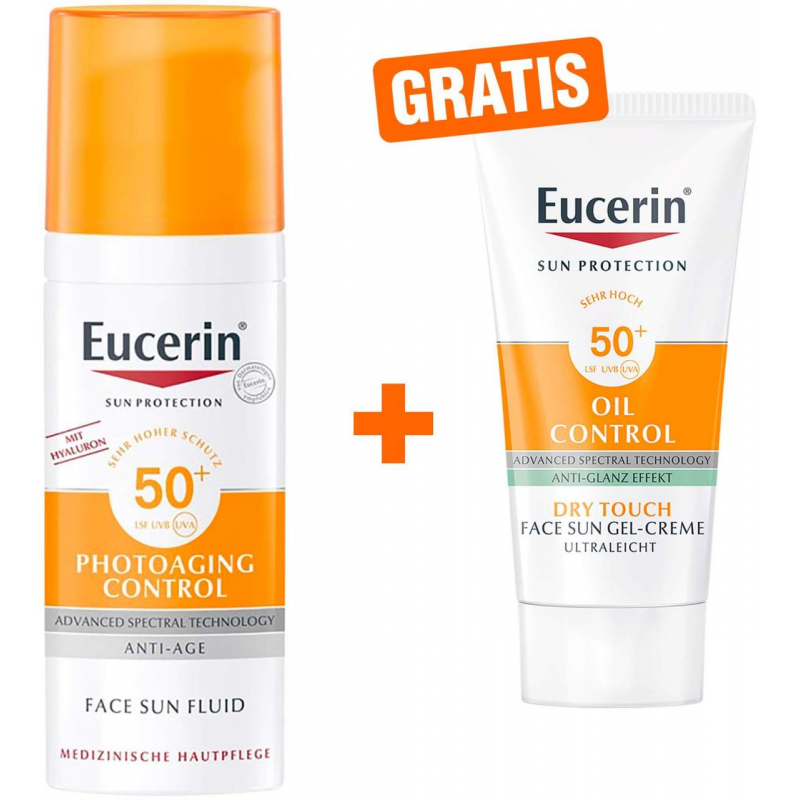 Eucerin Sun Fluid PhotoAging LSF 50 50 ml + gratis Sun Gel-Creme Oil Control 20 ml