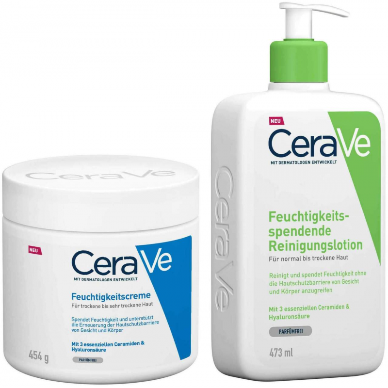 CeraVe Feuchtigkeitscreme 454 g + Feuchtigkeitsspendende Reinigunglsotion 473 ml