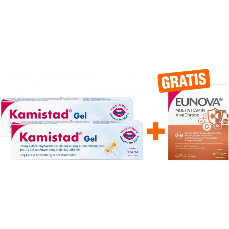 Kamistad Gel 2 x 20 g Gel + gratis Eunova VivaChrono 2 x 10 Tabletten
