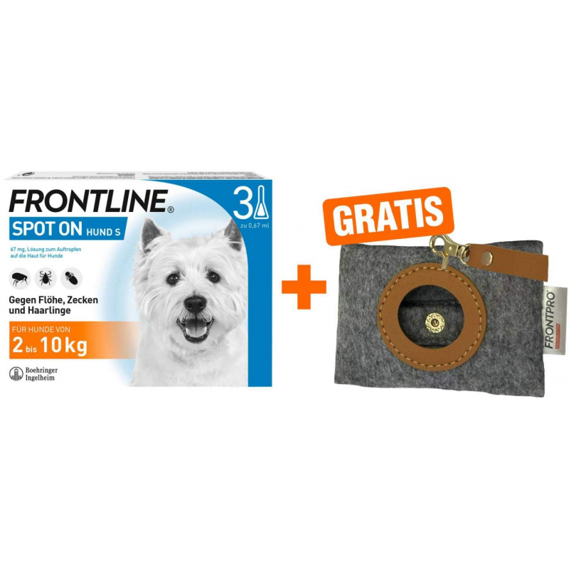 Frontline Spot On Hund S 2-10 kg 3 Pipetten + gratis Frontline Hundekotbeutelspender