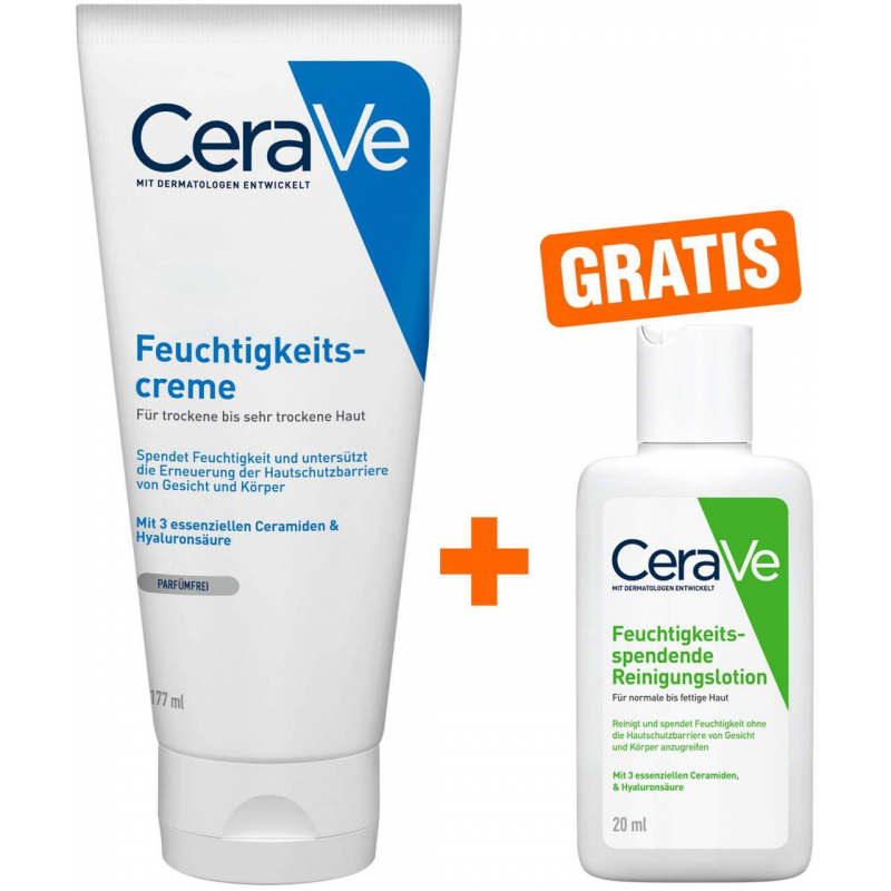CeraVe Feuchtigkeitscreme 177 ml+ gratis CeraVe feuchtigkeitsspendende Reinigungslotion 20 ml
