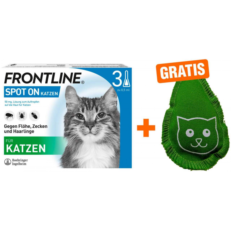 Frontline Spot on Katze 3 Pipetten + gratis Frontline Baldriankissen für Katzen