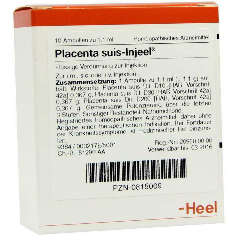 Placenta Suis-Injeel 10 Stück Flüssige Verdünnung zur Injektion