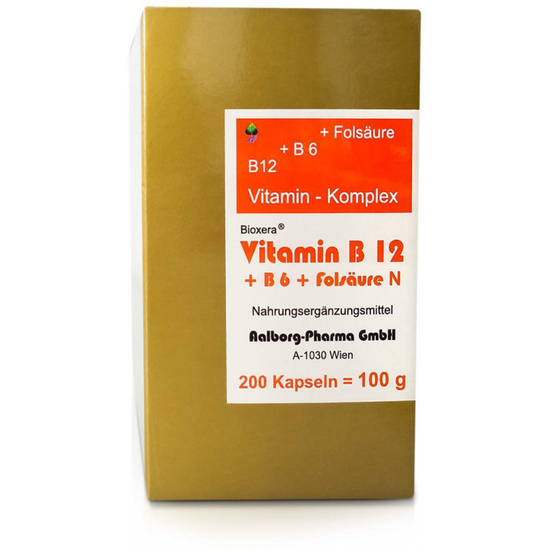 Vitamin B12 + B6 + Folsäure Komplex N Kapseln 200 Kapseln
