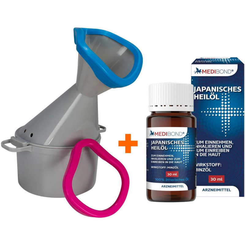 Bundle Inhalationstopf Premium mit 2 Soft-Aufsätzen + Japanisches Heilöl Medibond 30 ml