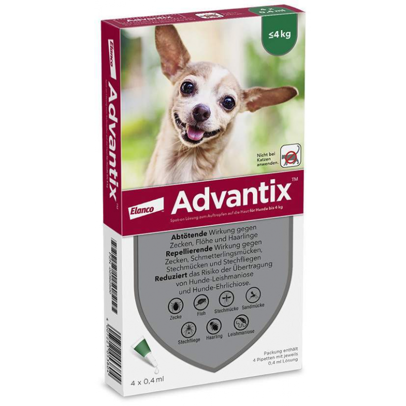 Advantix Spot-On Hund bis 4 kg 4 x 0,4 ml Lösung