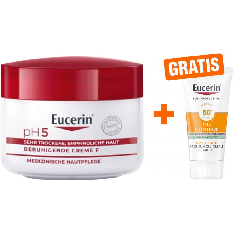 Eucerin pH5 Creme F 75 ml + gratis Eucerin Sun Gelcreme Oil Control 20 ml