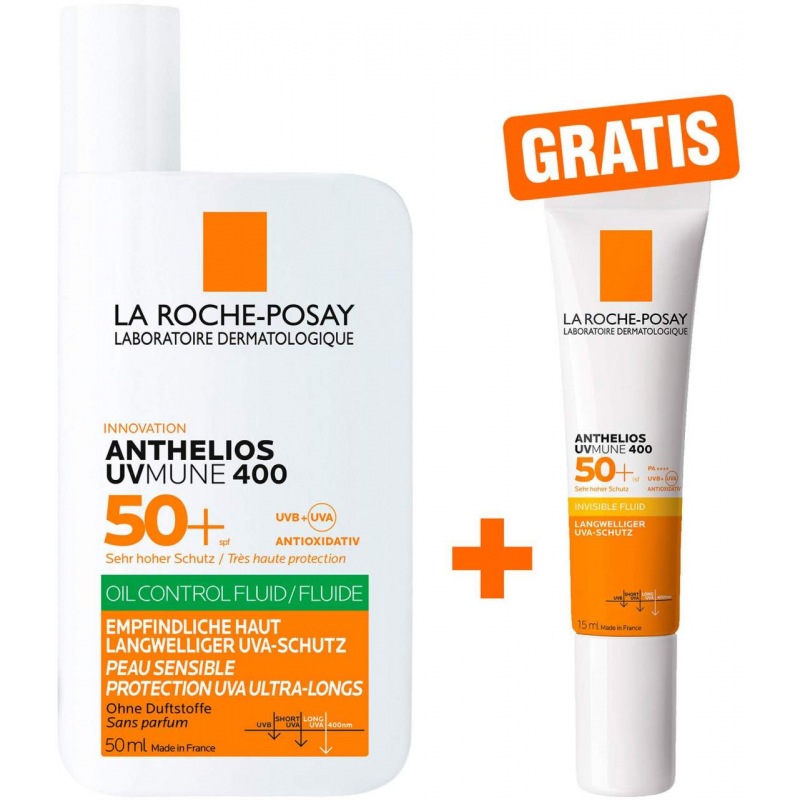 La Roche Posay Anthelios Oil Control Fluid UV Mune 400 LSF 50+ 50 ml + gratis Invisible Fluid UVMune 400 LSF 50+ 15 ml