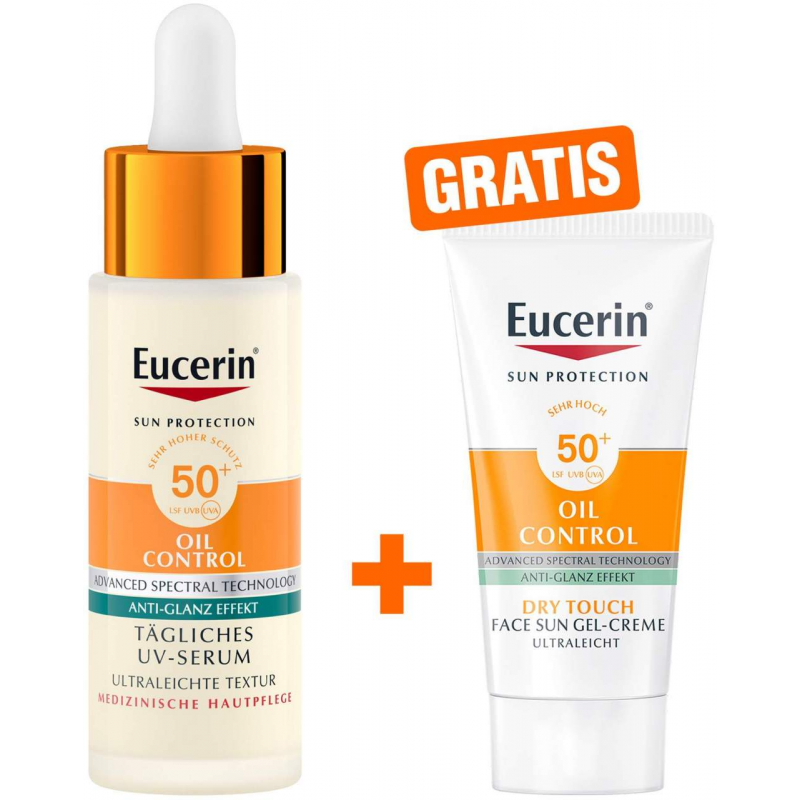 Eucerin Sun Oil Control Face Tägliches UV-Serum LSF 50+ 30 ml + gratis Eucerin Sun Gel-Creme Oil Control 20 ml
