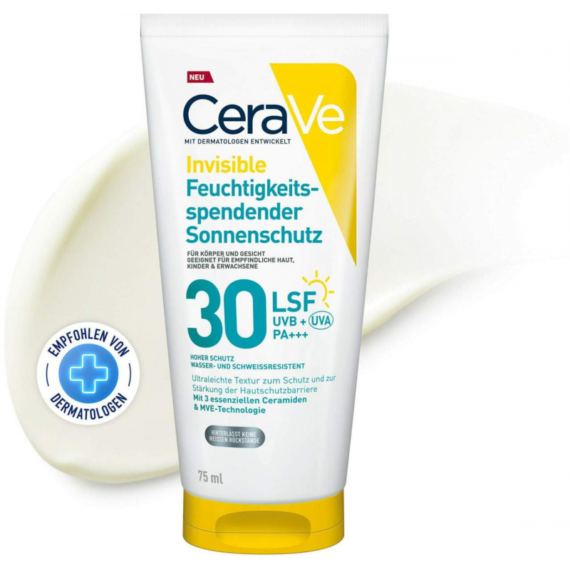 CeraVe Invisible Feuchtigkeitsspendender Sonnenschutz LSF 30 75 ml