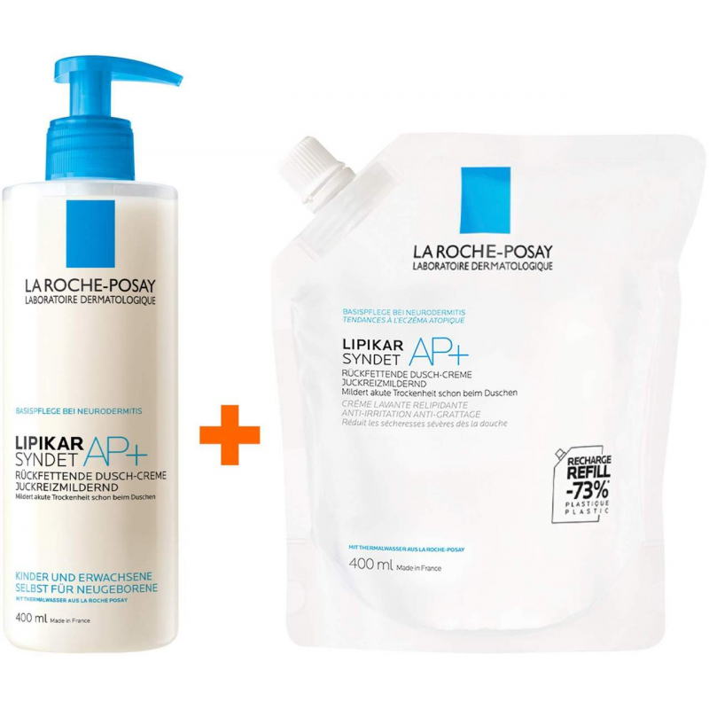 La Roche Posay Lipikar Syndet AP+ Reinigungs-Cremegel 400 ml + Lipikar Syndet AP+ Reinigungs-Cremegel 400 ml Refill