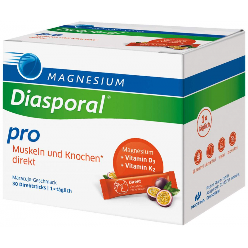 Magnesium Diasporal Pro Muskeln und Knochen direkt Direktgranulat 30 Sticks