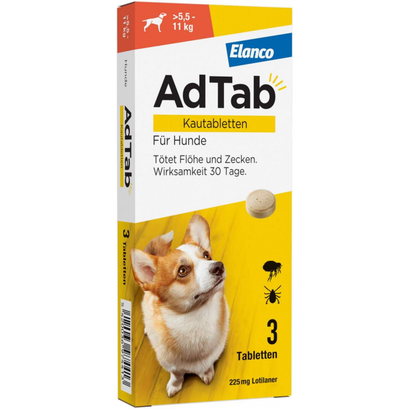 AdTab 225 mg für mittelgroße Hunde (5,5-11 kg) 3 Kautabletten