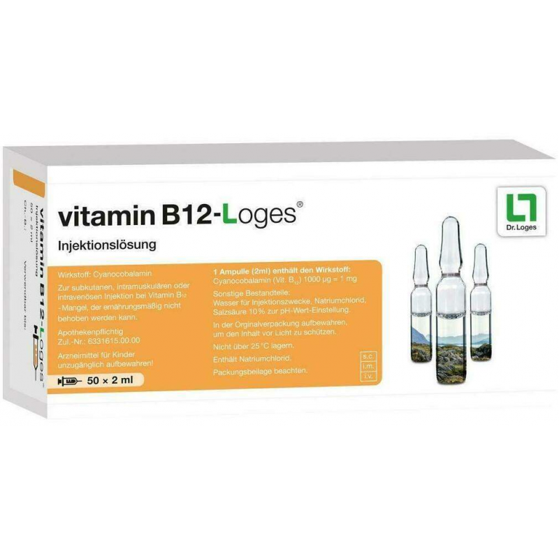 Vitamin B12 Loges Injektionslösung 50 X 2 ml Ampullen