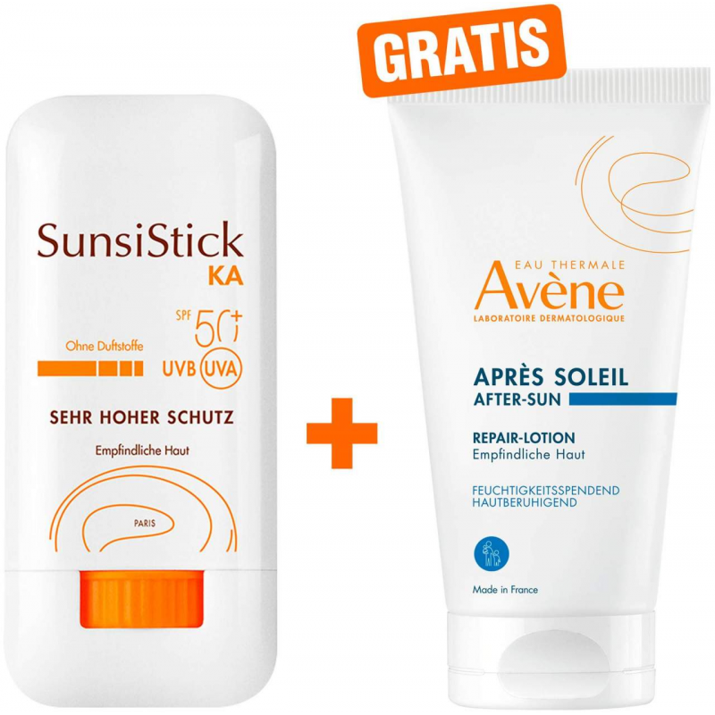 Avene SunsiStick KA SPF 50+ 20 g Stift + gratis Avene Repair - Lotion nach der Sonne 50 ml