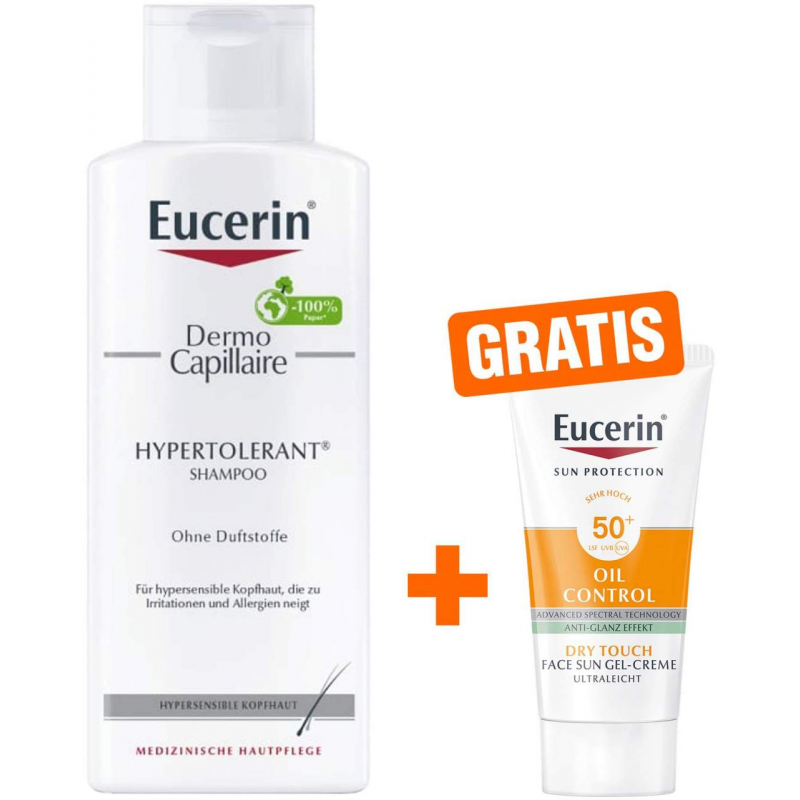 Eucerin Dermo Capillaire hypertolerant Shampoo 250 ml + gratis Eucerin Sun Gel-Creme Oil Control 20 ml