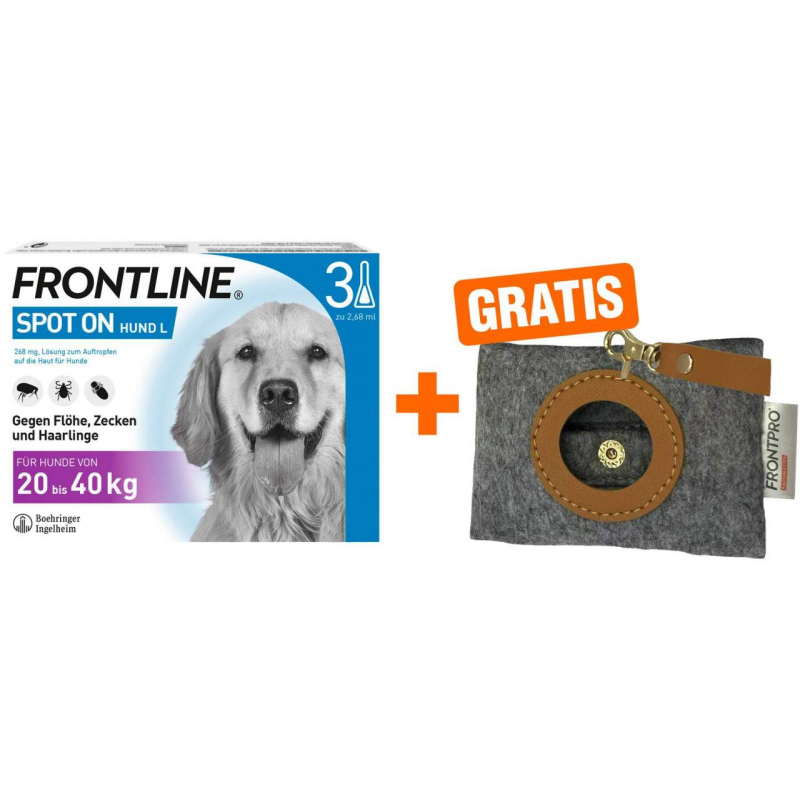 Frontline Spot On Hund L 20-40 kg 3 Pipetten + gratis Frontline Hundekotbeutelspender