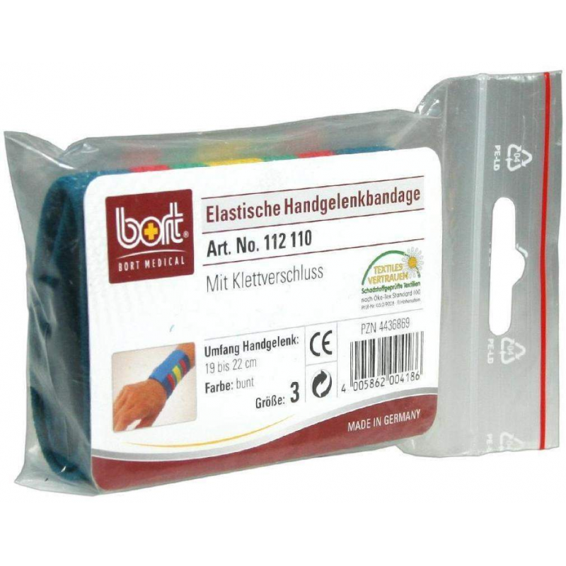 Bort Handgelenkbandage Gr.3 Bunt Mit Klettverschluss