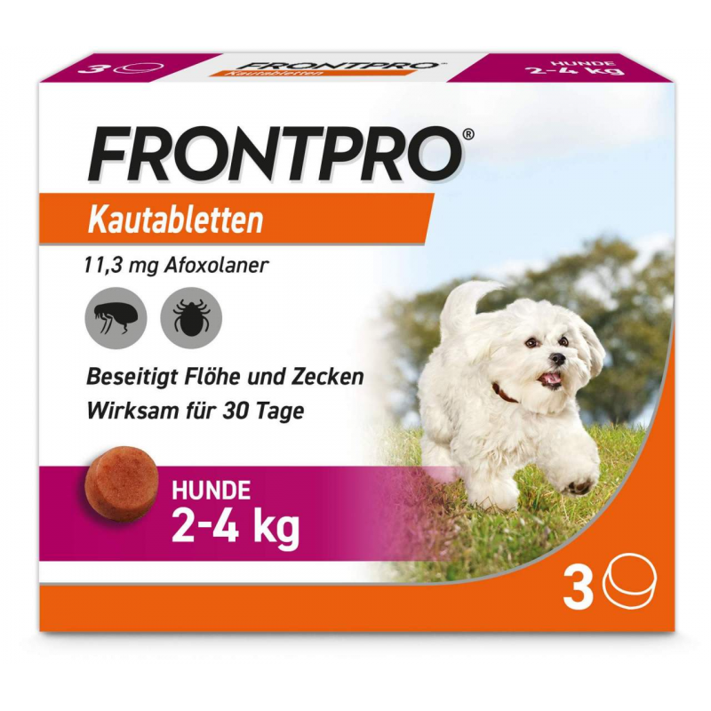 Frontpro 11,3 mg für Hunde 2 - 4 kg 3 Kautabletten