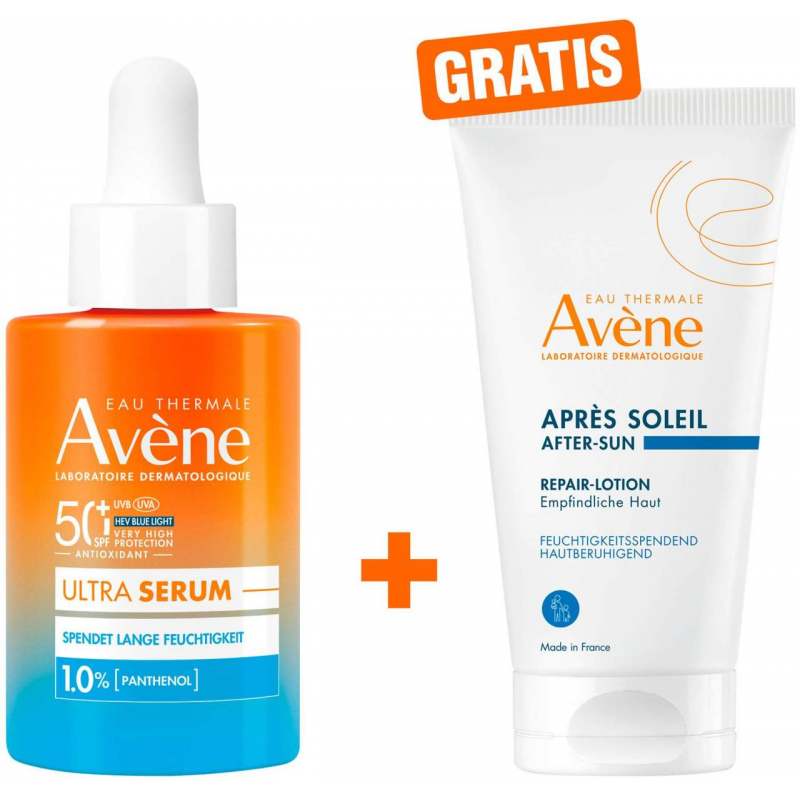 Avene Ultra Serum Feuchtigkeit SPF 50+ 30 ml + gratis Avene Repair-Lotion nach der Sonne 50 ml