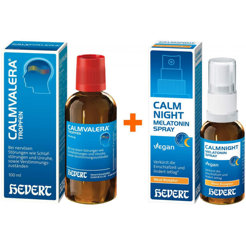 Calmvalera Tropfen 100 ml + Calmnight Melatonin Spray 30 ml