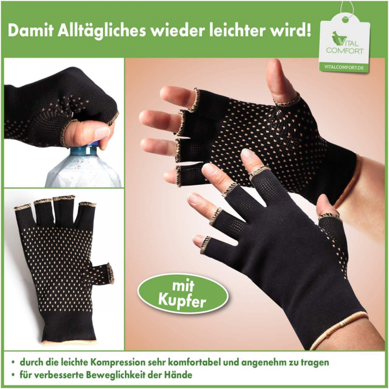 Komforthandschuhe mit Kupfer Vital Comfort 1 Paar Größe S-M