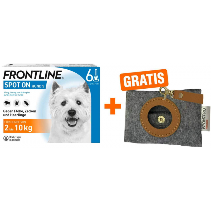 Frontline Spot On Hund S 2-10 kg 6 Pipetten + gratis Frontline Hundekotbeutelspender